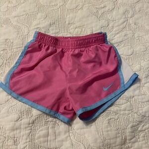 Nike Toddler Girl 2T Dri-Fit Elastic Waist Lined Shorts Pink With Blue Stripe‎